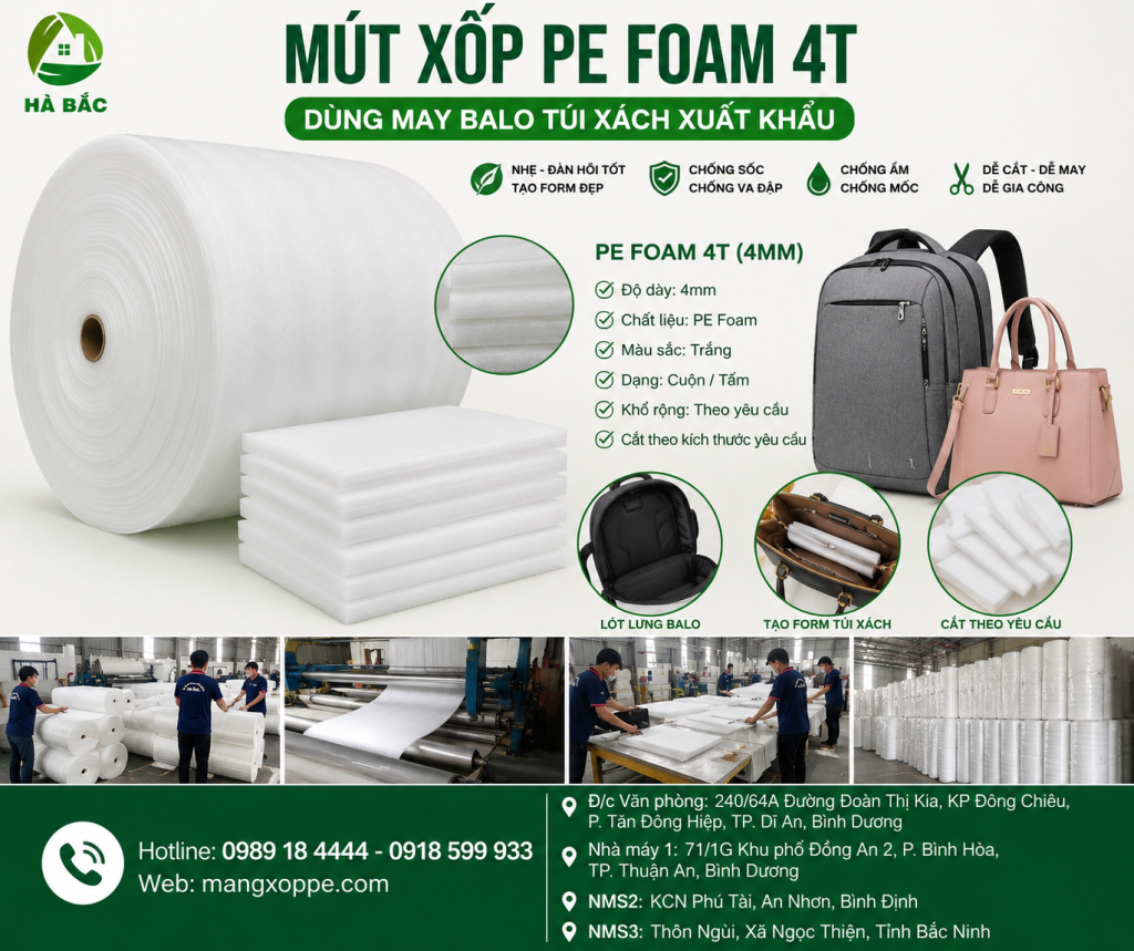 mút xốp pe foam 4t may balo túi xách mút xốp pe foam 4t may balo túi xách