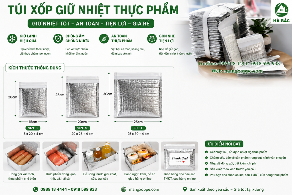 Túi xốp bạc giữ nhiệt thực phẩm giá rẻ