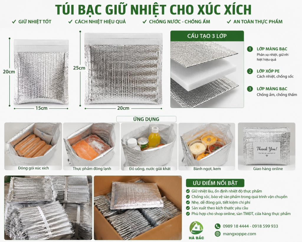 Túi xốp bạc giữ nhiệt thực phẩm giá rẻ