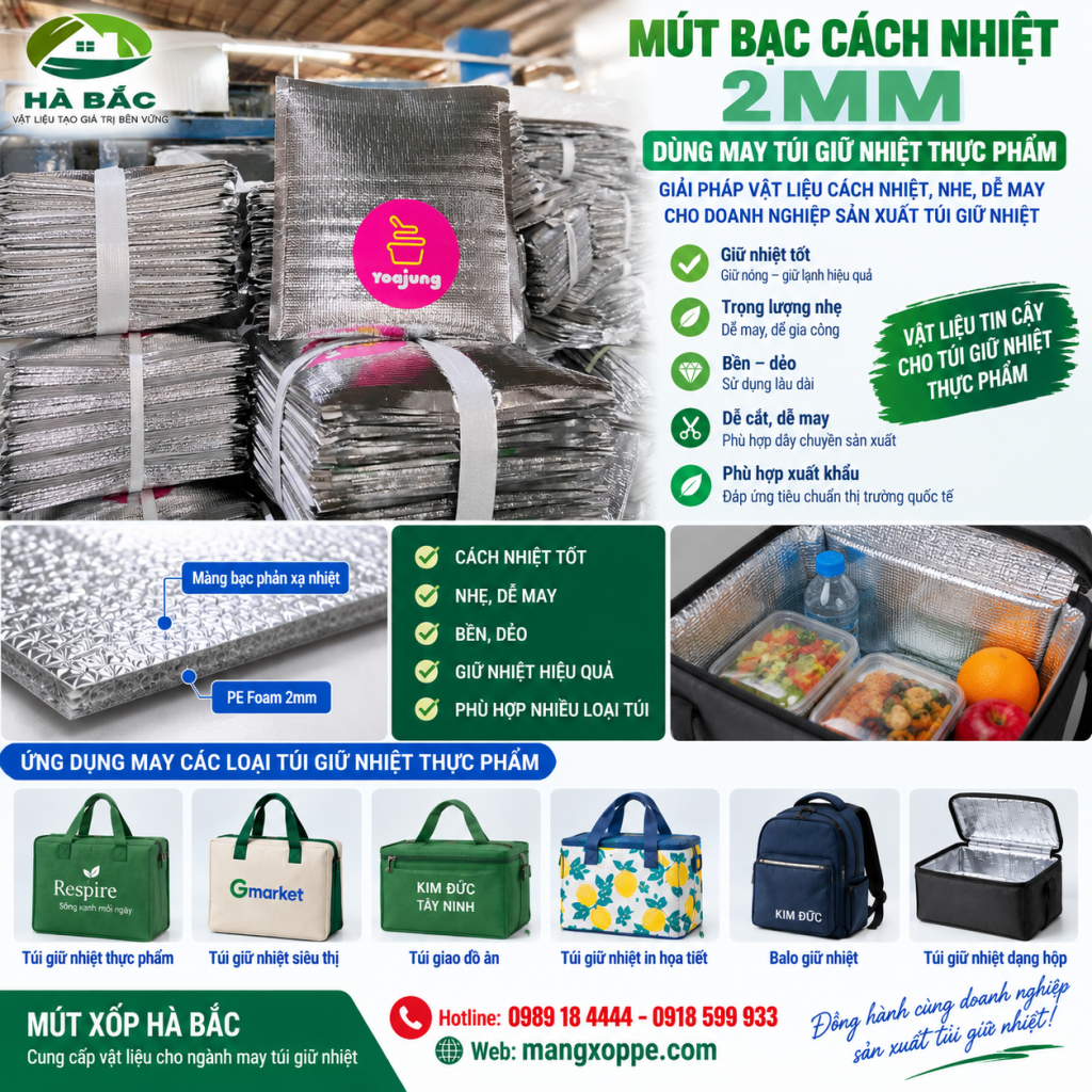 Mút pe bạc cách nhiệt 2mm